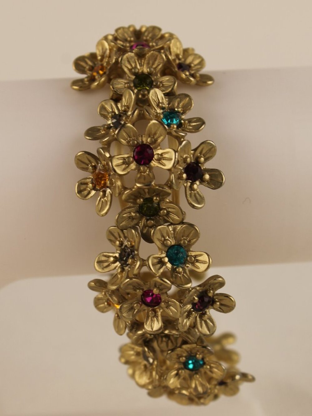 Boho Garden Botanical Multi-Color Crystal Flower Cluster Stretch Bracelet